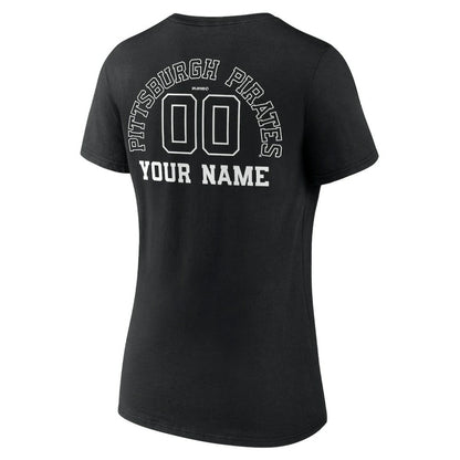Pittsburgh Pirates Women's Monochrome Personalized Name & Number V-Neck T-Shirt - Black
