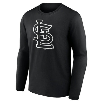 St. Louis Cardinals Monochrome Personalized Name & Number Long Sleeve T-Shirt - Black