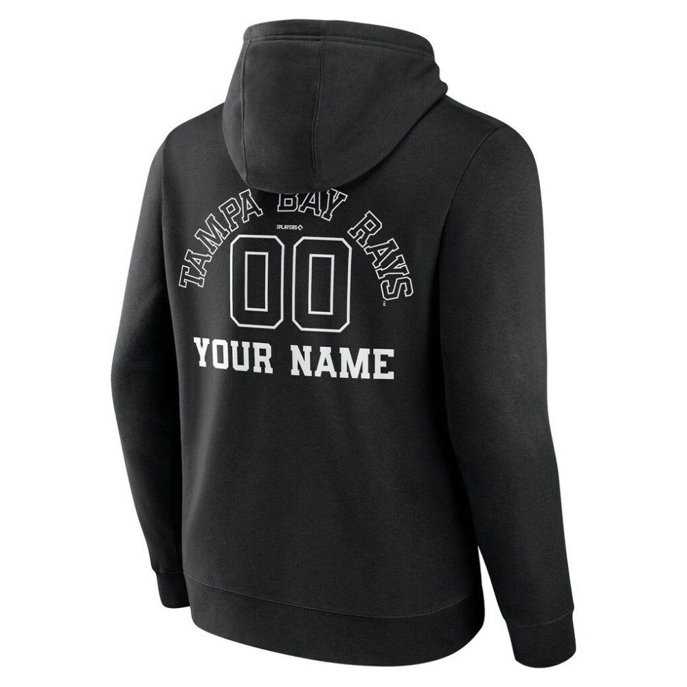 Tampa Bay Rays Monochrome Personalized Name & Number Pullover Hoodie - Black