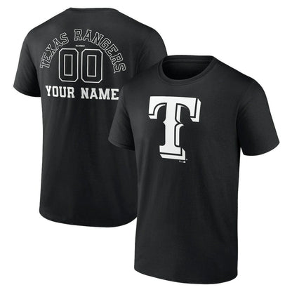 Texas Rangers Monochrome Personalized Name & Number T-Shirt - Black