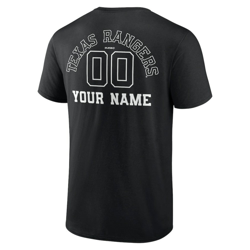 Texas Rangers Monochrome Personalized Name & Number T-Shirt - Black