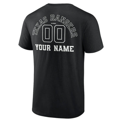 Texas Rangers Monochrome Personalized Name & Number T-Shirt - Black