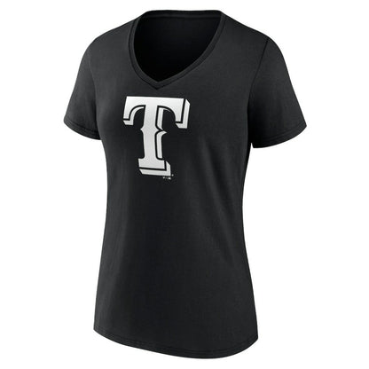 Texas Rangers Women's Monochrome Personalized Name & Number V-Neck T-Shirt - Black
