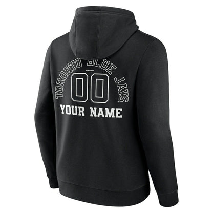 Toronto Blue Jays Monochrome Personalized Name & Number Pullover Hoodie - Black