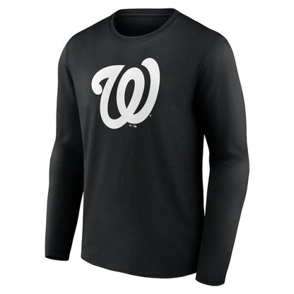 Washington Nationals Monochrome Personalized Name & Number Long Sleeve T-Shirt - Black