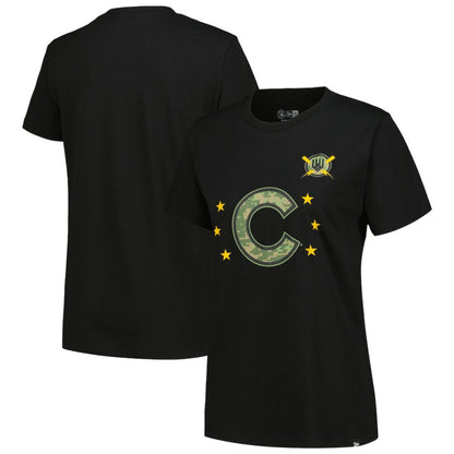 Chicago Cubs Women's Armed Forces Day T-Shirt - Black | New Era
