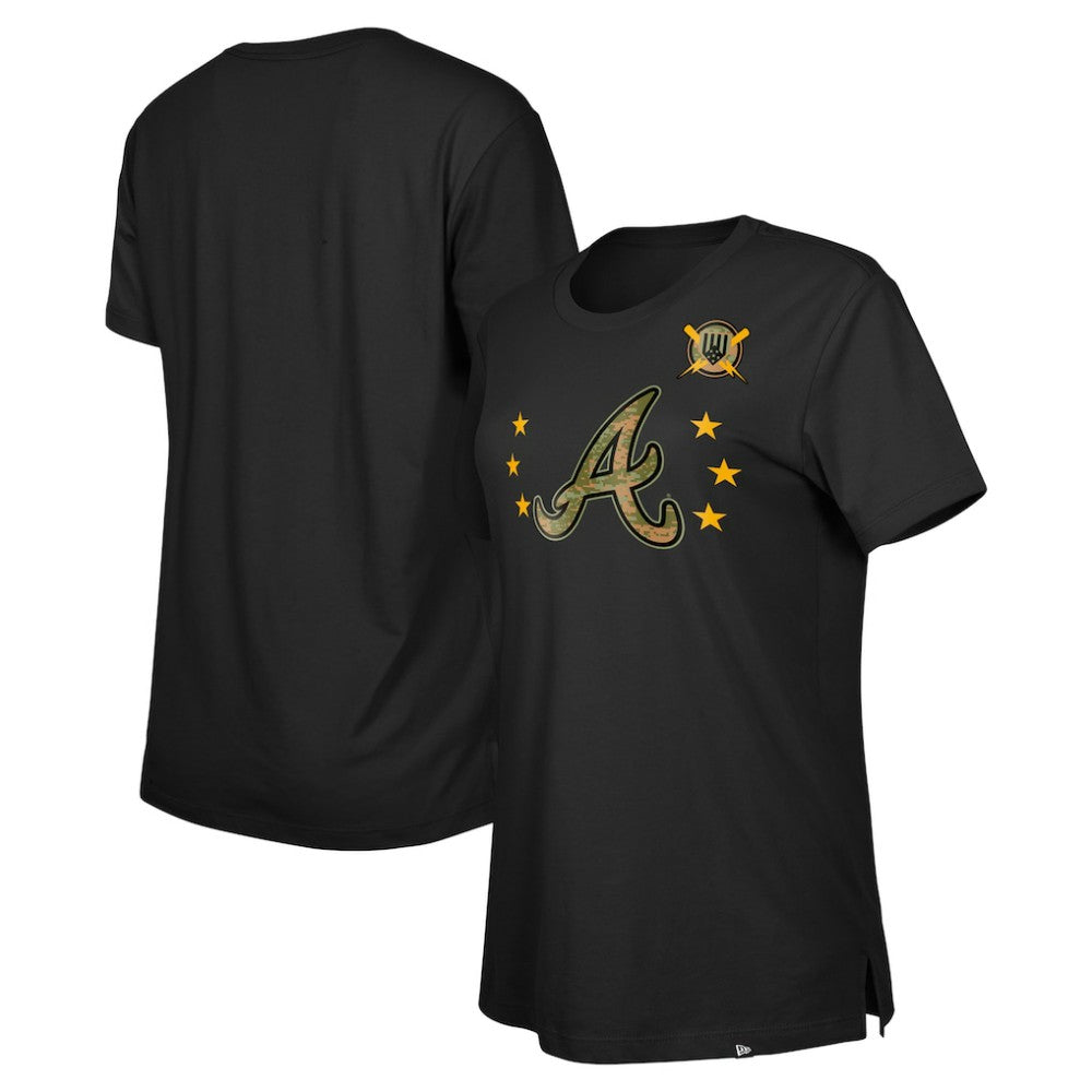 Atlanta Braves Women's Armed Forces Day T-Shirt - Black | New Era