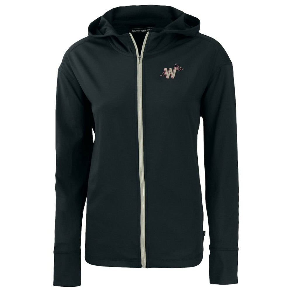Washington Nationals Cutter & Buck Women's City Connect Daybreak Eco Recycled Full-Zip Hoodie - Black