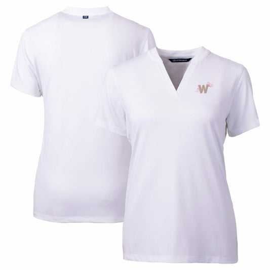 Washington Nationals Cutter & Buck Women's City Connect Forge Heathered Stretch Blade Top - White