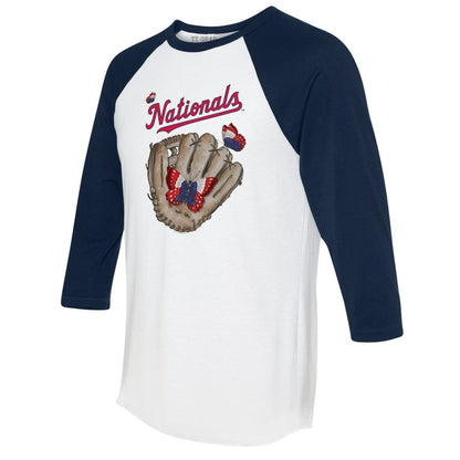 Washington Nationals Tiny Turnip Unisex Butterfly Glove 3/4-Sleeve Raglan T-Shirt - White/Navy