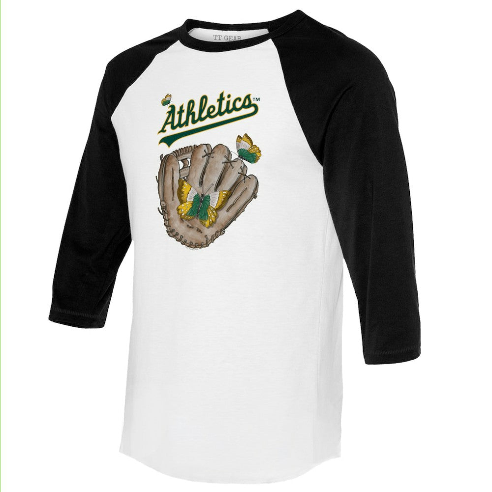Athletics Tiny Turnip Unisex Butterfly Glove 3/4-Sleeve Raglan T-Shirt - White/Black