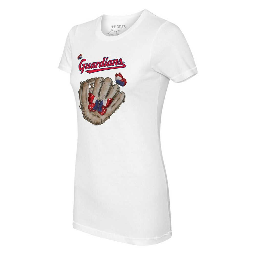 Cleveland Guardians Tiny Turnip Women's Butterfly Glove T-Shirt - White