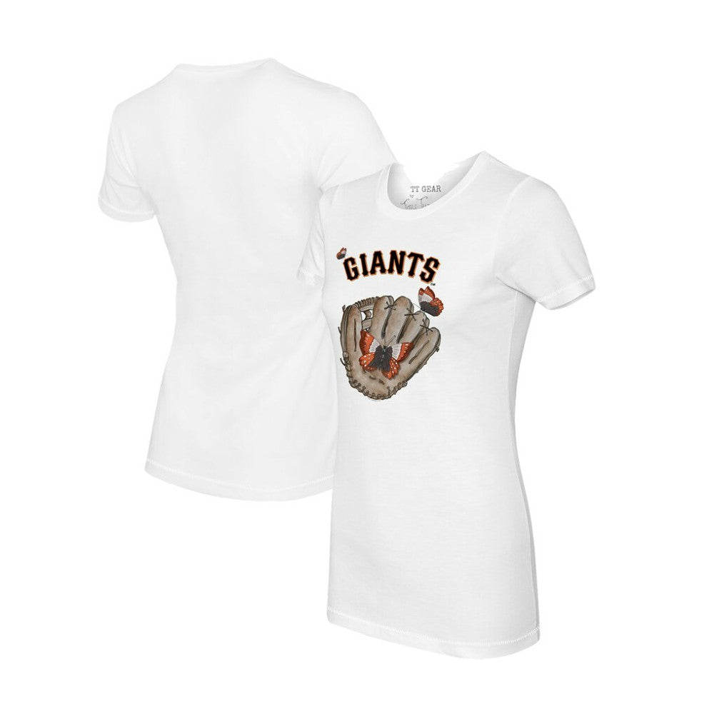 San Francisco Giants Tiny Turnip Women's Butterfly Glove T-Shirt - White