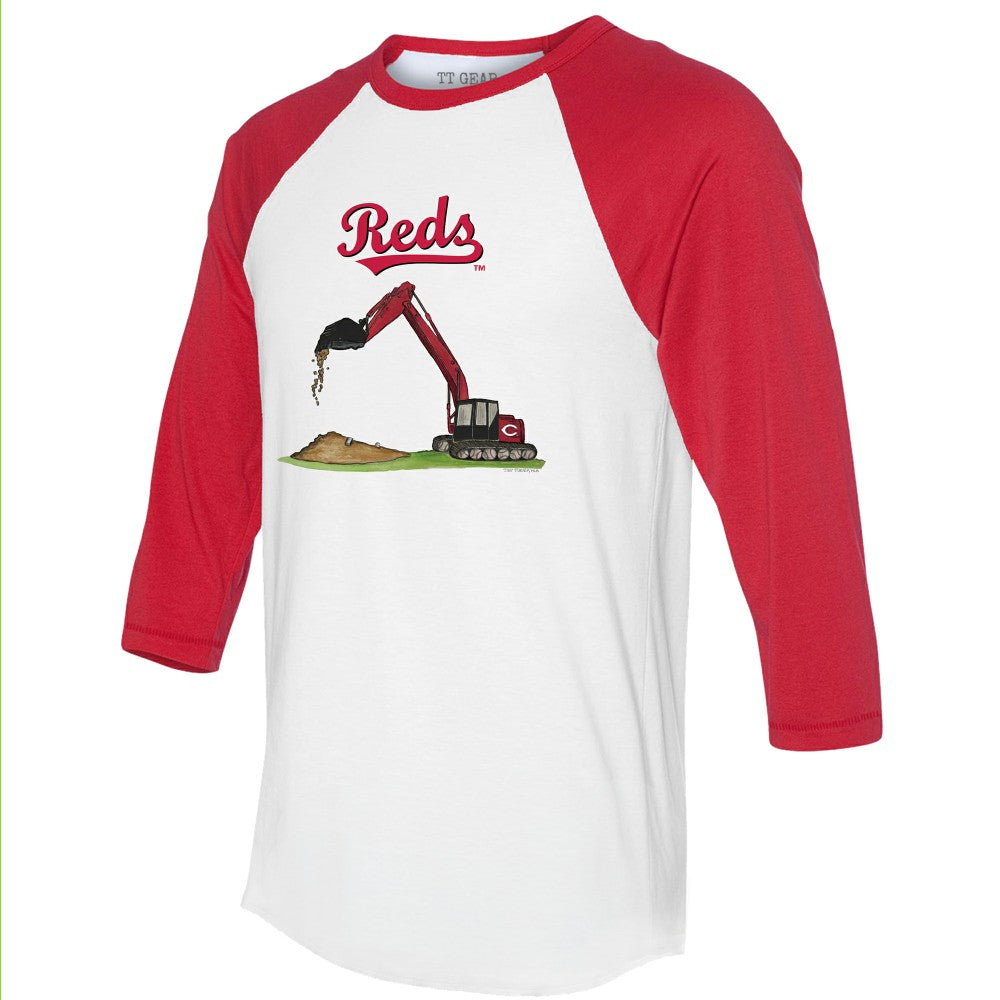 Cincinnati Reds Tiny Turnip Unisex Excavator 3/4-Sleeve Raglan T-Shirt - White/Red