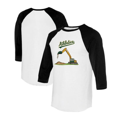Athletics Tiny Turnip Unisex Excavator 3/4-Sleeve Raglan T-Shirt - White/Black