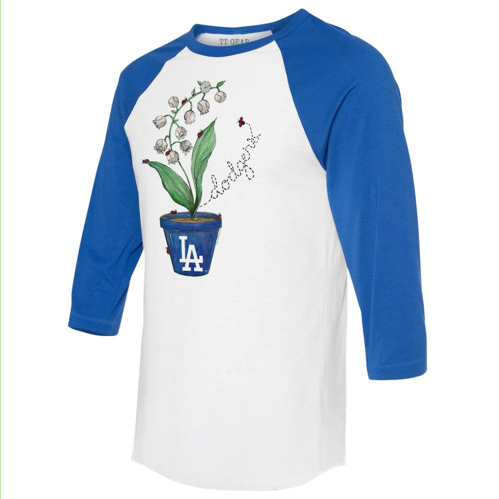 Los Angeles Dodgers Tiny Turnip Unisex Lilies & Ladybugs 3/4-Sleeve Raglan T-Shirt - White/Royal