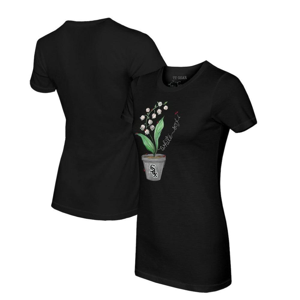 Chicago White Sox Tiny Turnip Women's Lilies & Ladybugs T-Shirt - Black