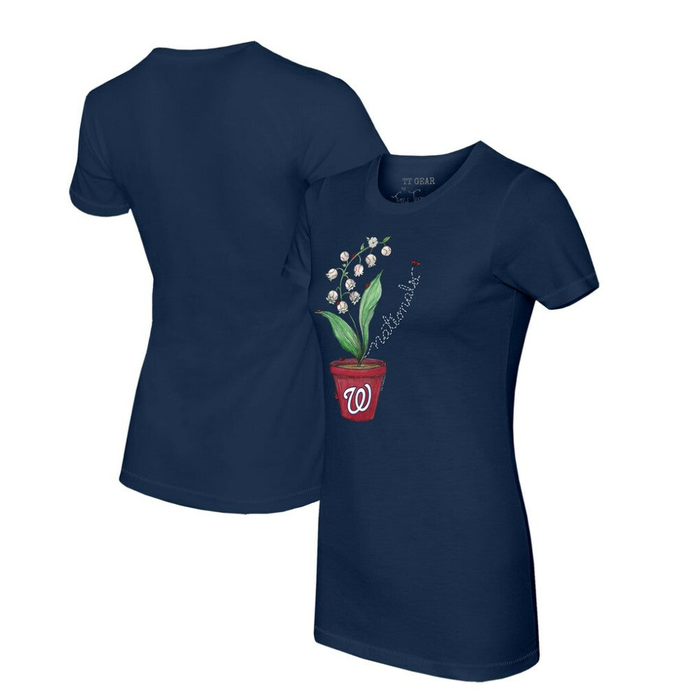 Washington Nationals Tiny Turnip Women's Lilies & Ladybugs T-Shirt - Navy