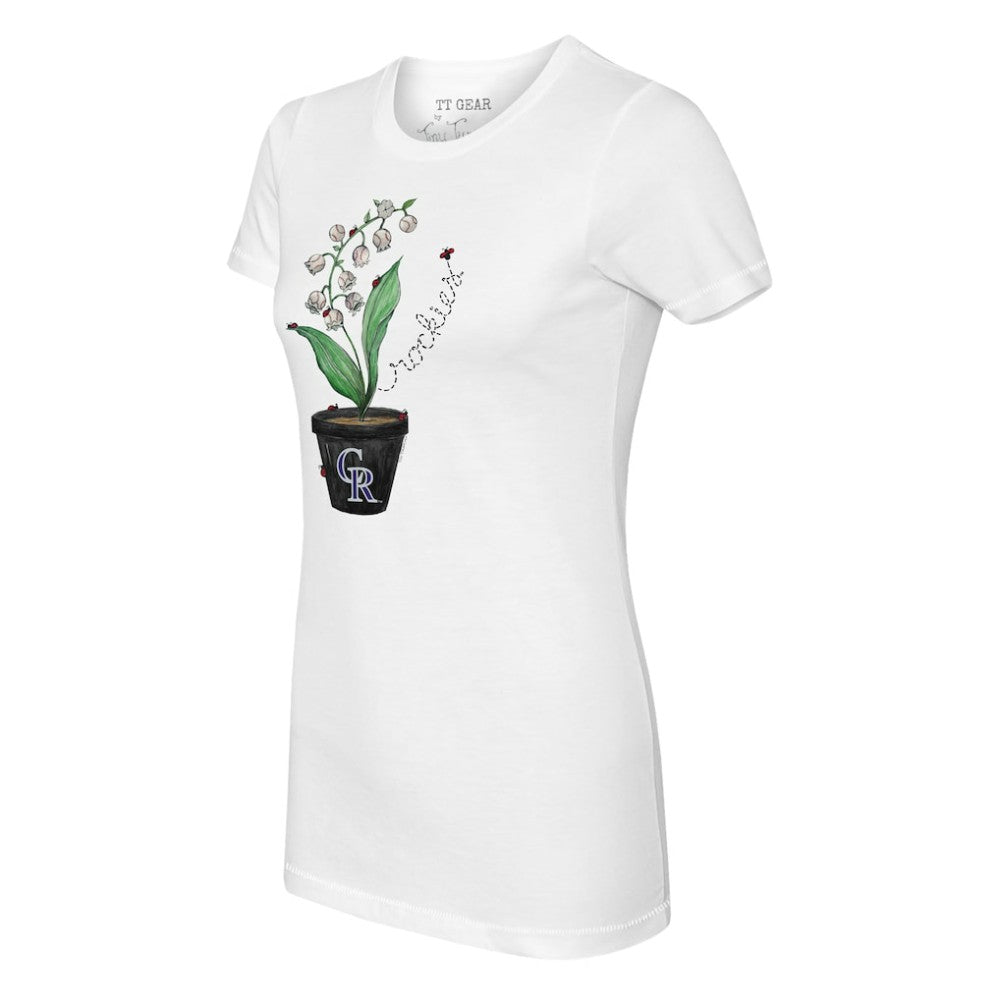 Colorado Rockies Tiny Turnip Women's Lilies & Ladybugs T-Shirt - White