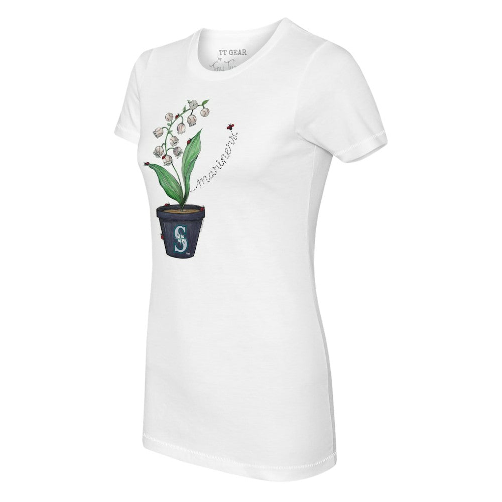 Seattle Mariners Tiny Turnip Women's Lilies & Ladybugs T-Shirt - White