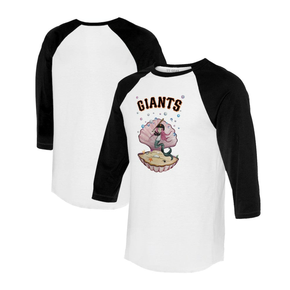 San Francisco Giants Tiny Turnip Unisex Mermaid 3/4-Sleeve Raglan T-Shirt - White/Black