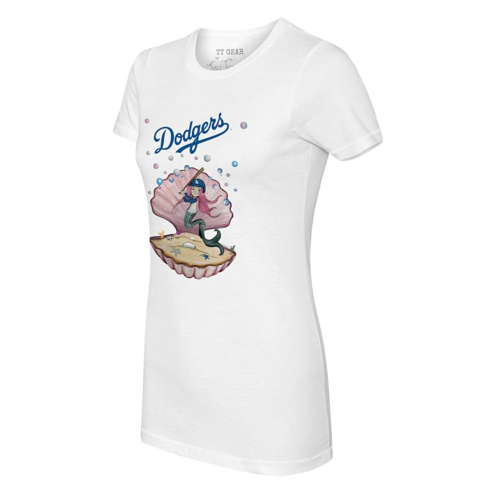 Los Angeles Dodgers Tiny Turnip Women's Mermaid T-Shirt - White