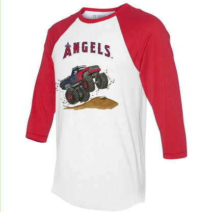 Los Angeles Angels Tiny Turnip Unisex Monster Truck 3/4-Sleeve Raglan T-Shirt - White/Red