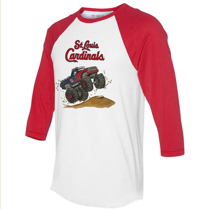 St. Louis Cardinals Tiny Turnip Unisex Monster Truck 3/4-Sleeve Raglan T-Shirt - White/Red