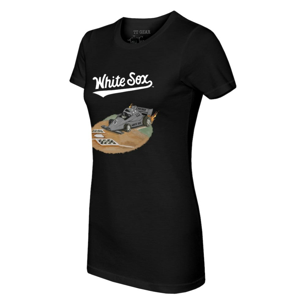 Chicago White Sox Tiny Turnip Women's Race Car T-Shirt - Black