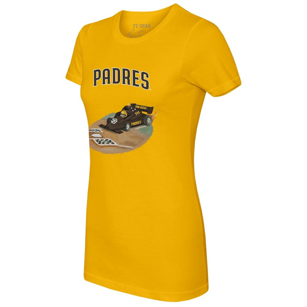 San Diego Padres Tiny Turnip Women's Race Car T-Shirt - Gold