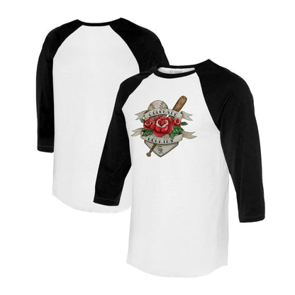 Colorado Rockies Tiny Turnip Unisex Tattoo Rose 3/4-Sleeve Raglan T-Shirt - White/Black