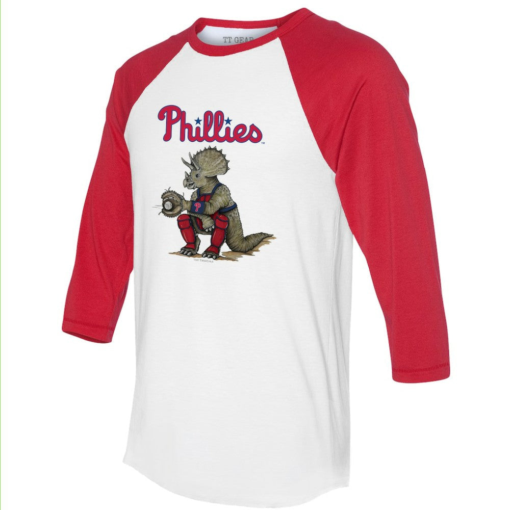 Philadelphia Phillies Tiny Turnip Unisex Triceratops 3/4-Sleeve Raglan T-Shirt - White/Red