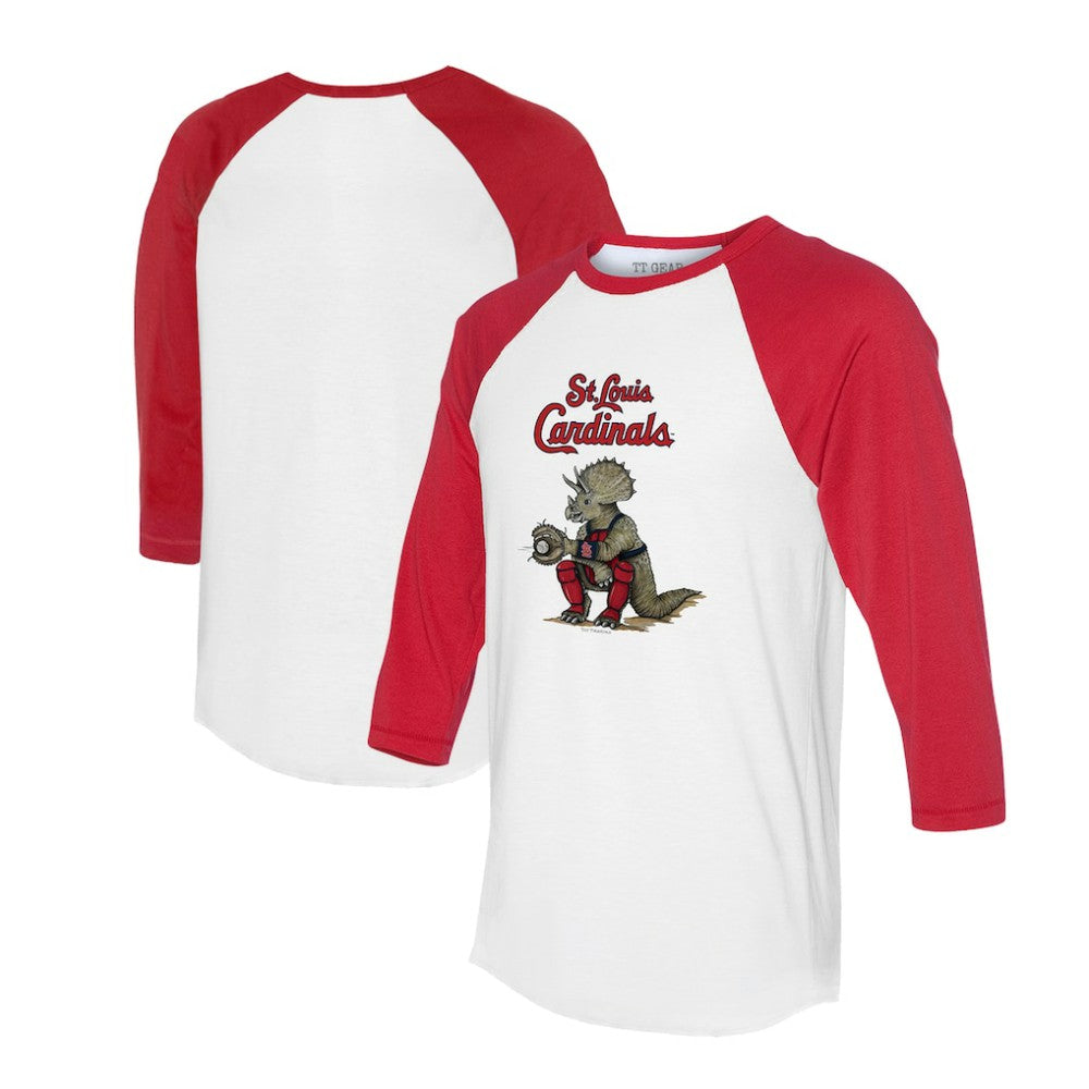 St. Louis Cardinals Tiny Turnip Unisex Triceratops 3/4-Sleeve Raglan T-Shirt - White/Red