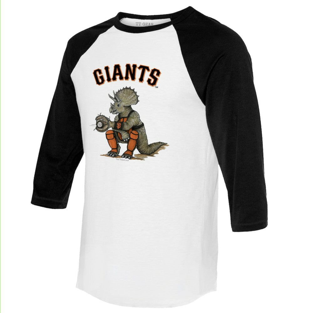 San Francisco Giants Tiny Turnip Unisex Triceratops 3/4-Sleeve Raglan T-Shirt - White/Black