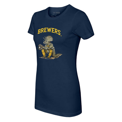 Milwaukee Brewers Tiny Turnip Women's Triceratops T-Shirt - Navy