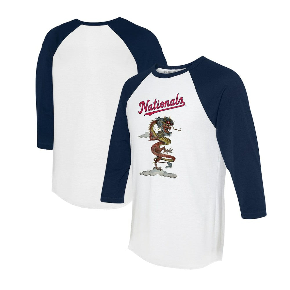 Washington Nationals Tiny Turnip Unisex 2024 Year of the Dragon 3/4-Sleeve Raglan T-Shirt - White/Navy