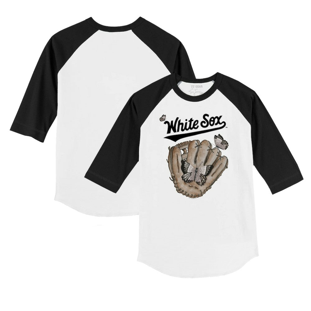 Chicago White Sox Tiny Turnip Youth Butterfly Glove 3/4-Sleeve Raglan T-Shirt - White/Black