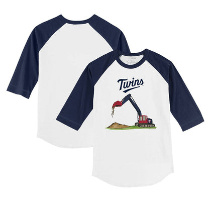 Minnesota Twins Tiny Turnip Youth Excavator 3/4-Sleeve Raglan T-Shirt - White/Navy