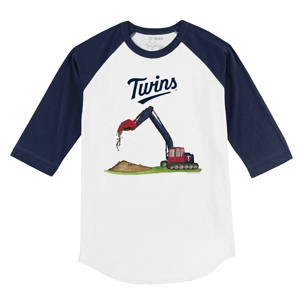 Minnesota Twins Tiny Turnip Youth Excavator 3/4-Sleeve Raglan T-Shirt - White/Navy