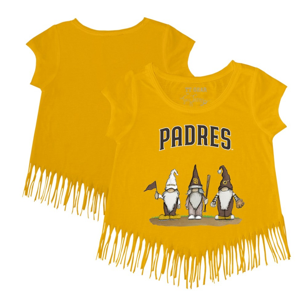 San Diego Padres Tiny Turnip Girls Youth Gnomes Fringe T-Shirt - Gold