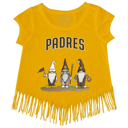 San Diego Padres Tiny Turnip Girls Youth Gnomes Fringe T-Shirt - Gold