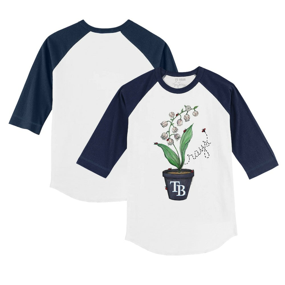 Tampa Bay Rays Tiny Turnip Youth Lilies & Ladybugs 3/4-Sleeve Raglan T-Shirt - White/Navy