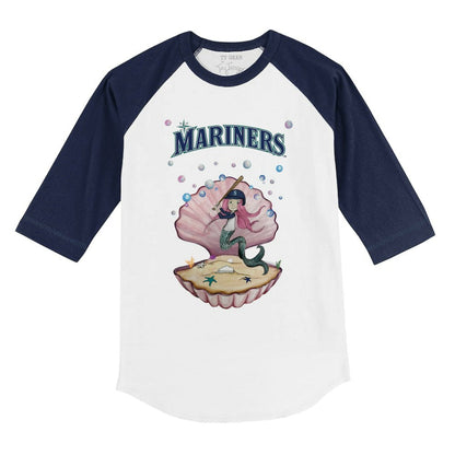 Seattle Mariners Tiny Turnip Youth Mermaid 3/4-Sleeve Raglan T-Shirt - White/Navy