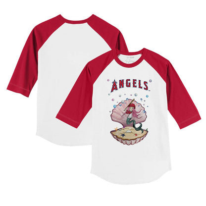 Los Angeles Angels Tiny Turnip Youth Mermaid 3/4-Sleeve Raglan T-Shirt - White/Red