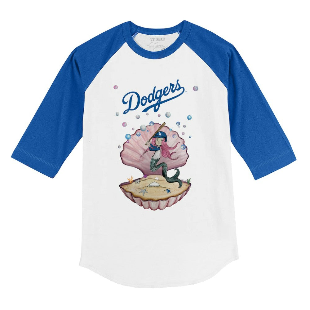 Los Angeles Dodgers Tiny Turnip Youth Mermaid 3/4-Sleeve Raglan T-Shirt - White/Royal