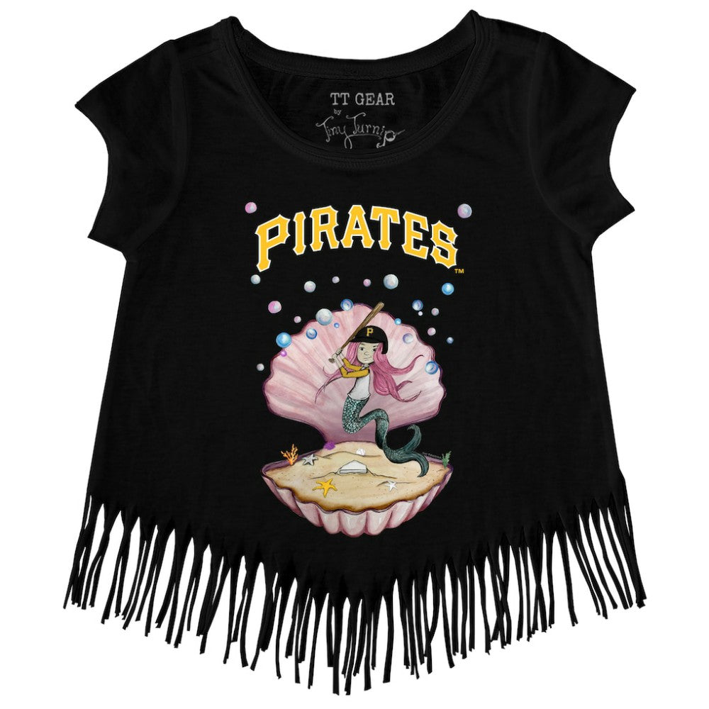 Pittsburgh Pirates Tiny Turnip Girls Youth Mermaid Fringe T-Shirt - Black