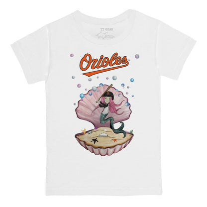 Baltimore Orioles Tiny Turnip Youth Mermaid T-Shirt - White