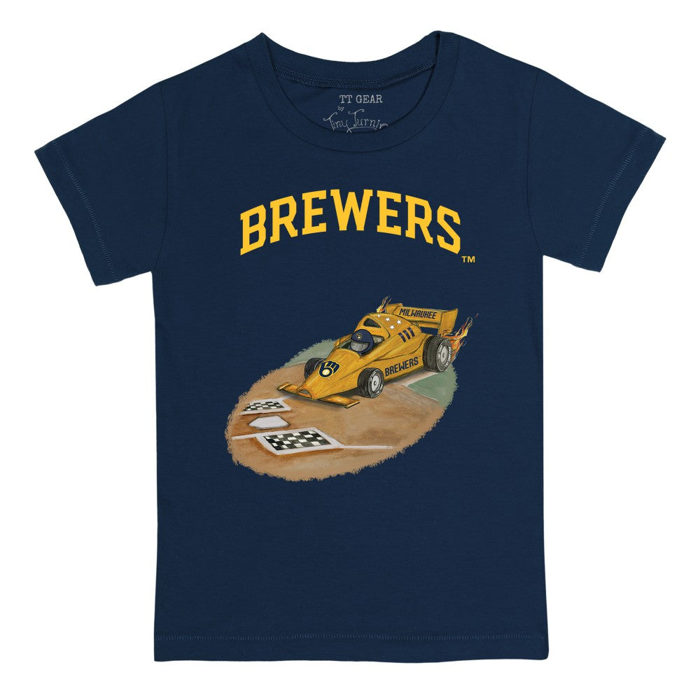 Milwaukee Brewers Tiny Turnip Youth Race Car T-Shirt - Navy