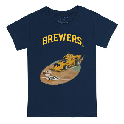 Milwaukee Brewers Tiny Turnip Youth Race Car T-Shirt - Navy