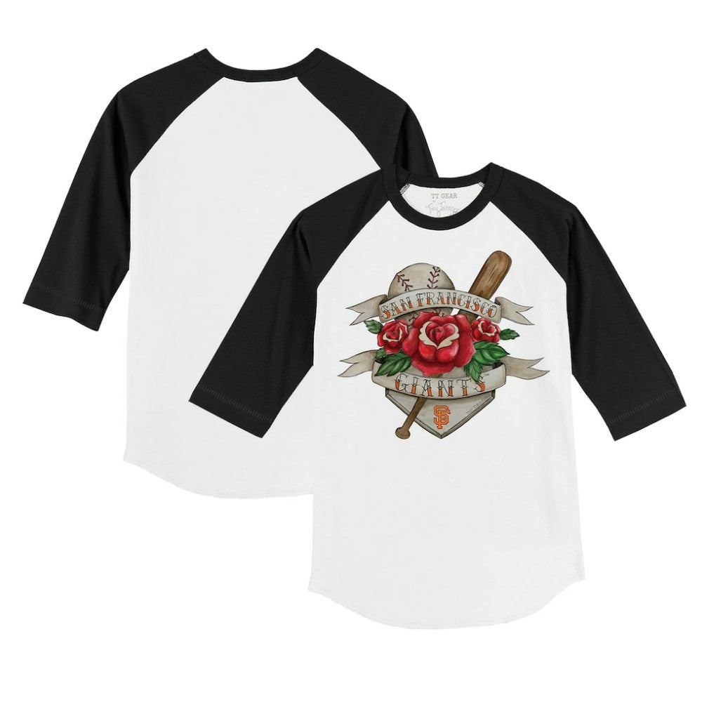 San Francisco Giants Tiny Turnip Youth Tattoo Rose 3/4-Sleeve Raglan T-Shirt - White/Black